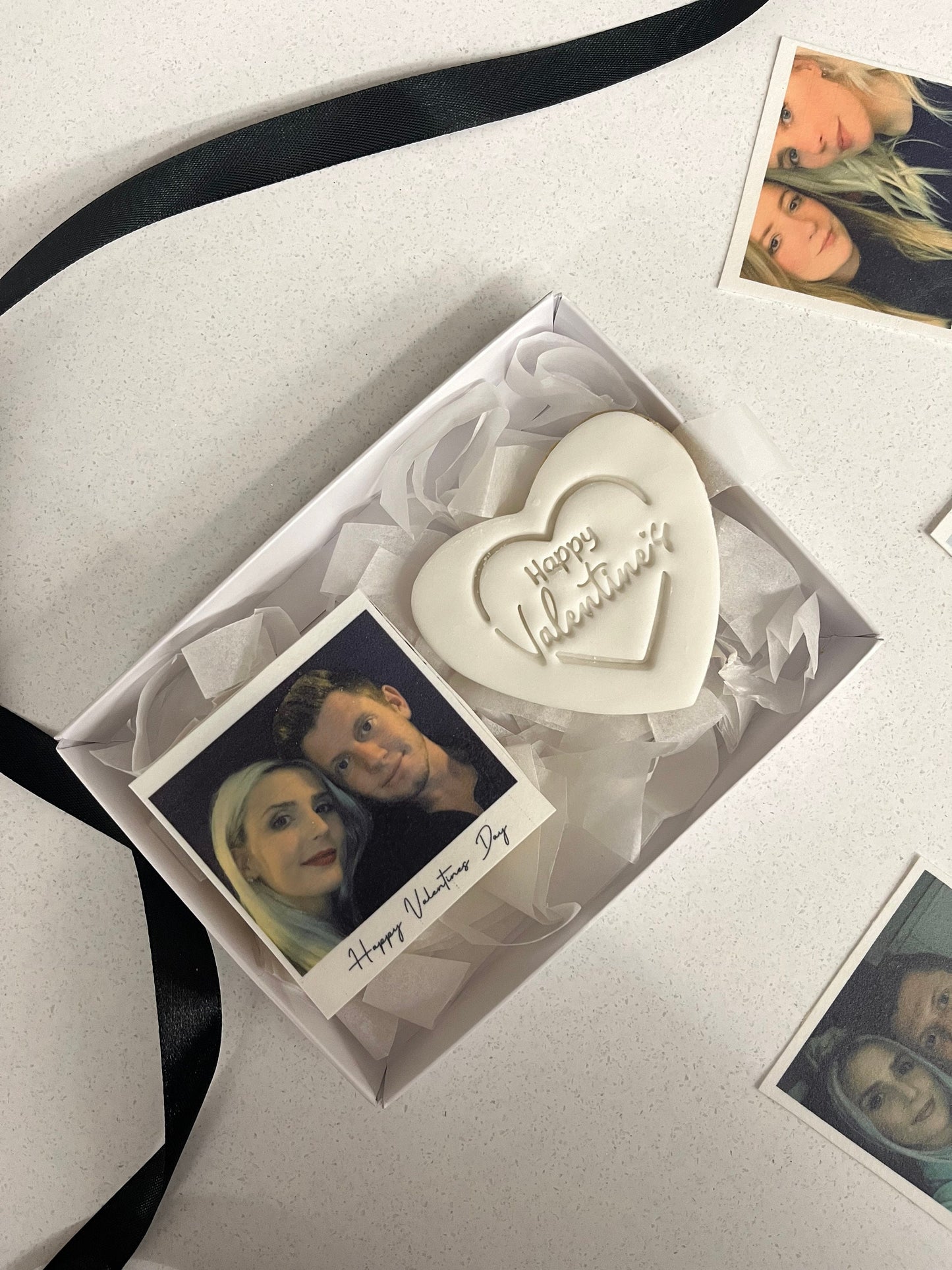 Valentines personalised polaroid Valentines biscuit gift box