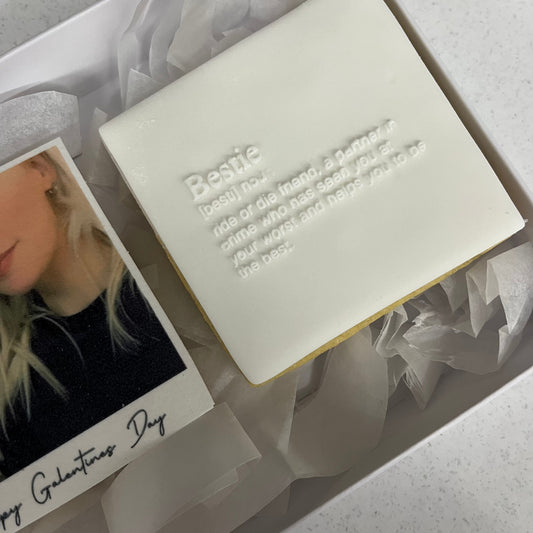 Bestie personalised polaroid biscuit gift box