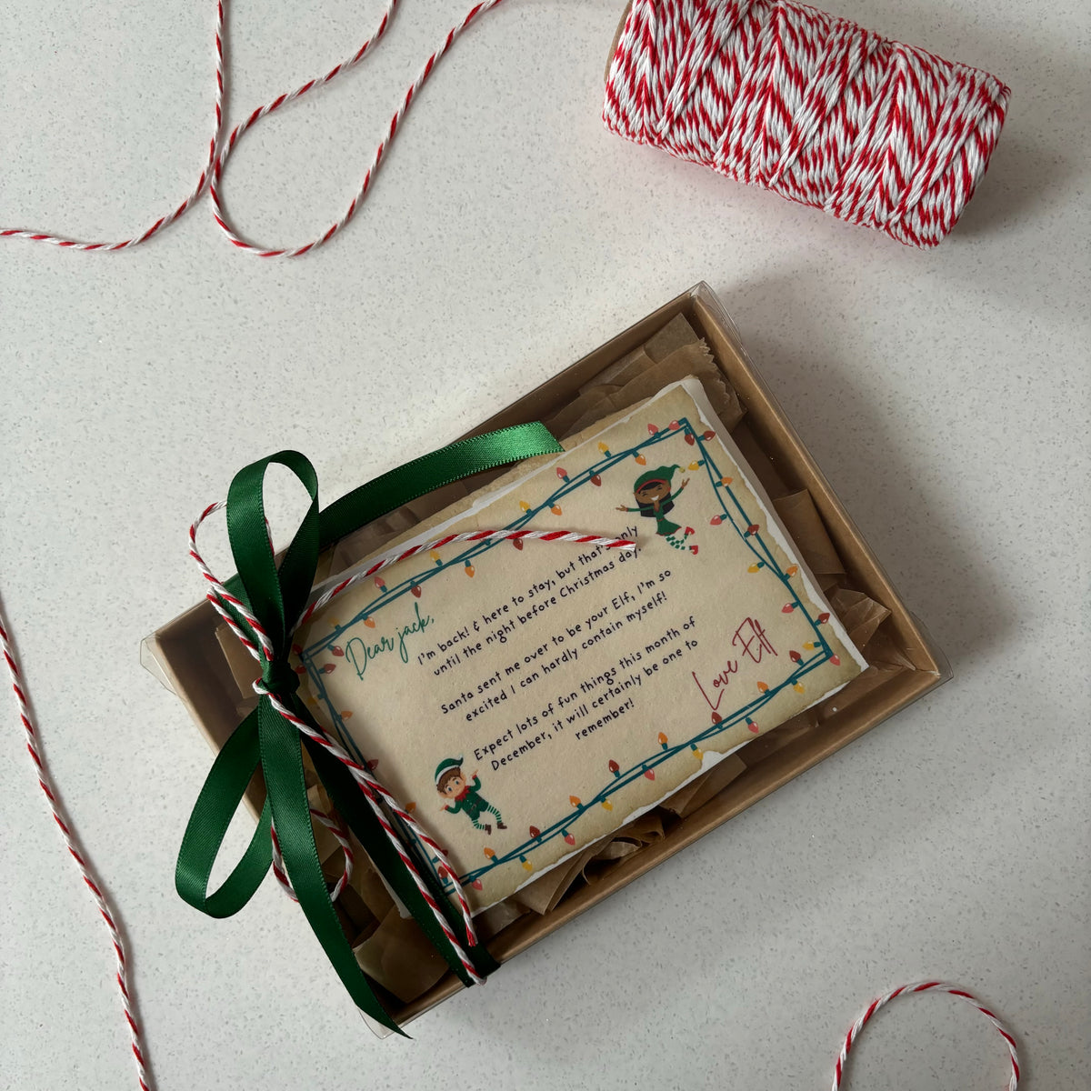 Personalised Elf Arrival Cookie Box | 'I'm Back' Letter