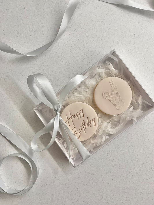 Happy Birthday gift | Birthday Cookies | Cocktails | Birthday Biscuits | Letterbox | Aesthetic nude