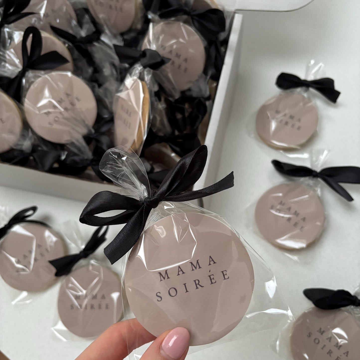 Ribbon tied Company Logo Biscuit | PR | Corporate gift | Corporate Cookies | Business Logo Biscuit | Company gift | Branded Cookie