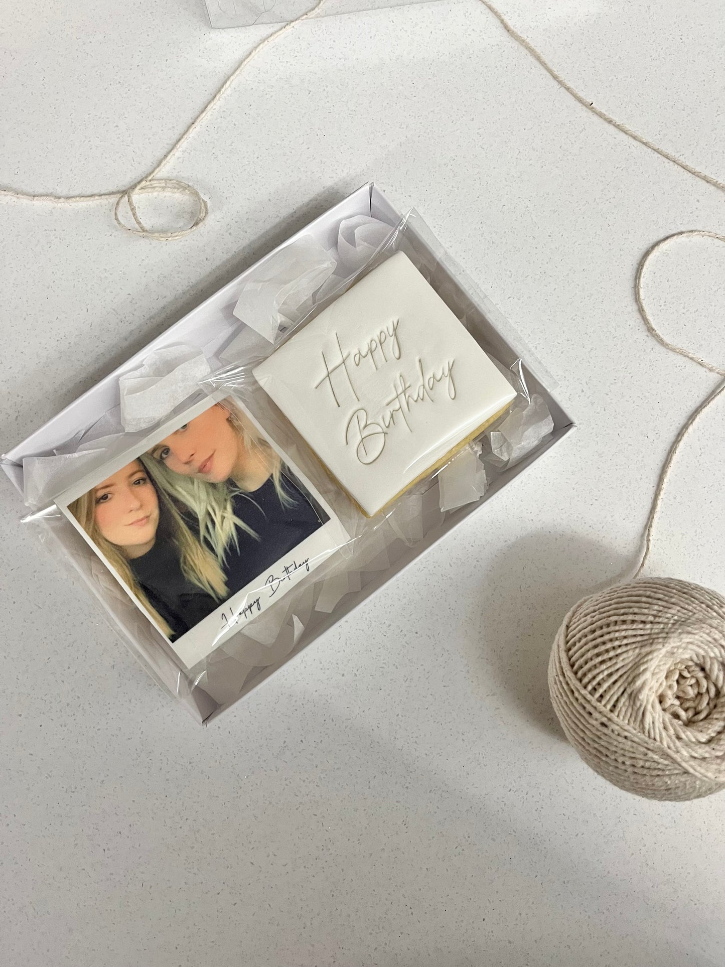 Birthday personalised Polaroid photo biscuit gift box