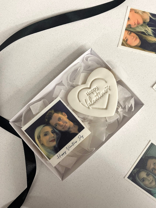 Valentines personalised polaroid Valentines biscuit gift box