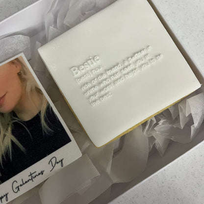 Bestie personalised polaroid biscuit gift box