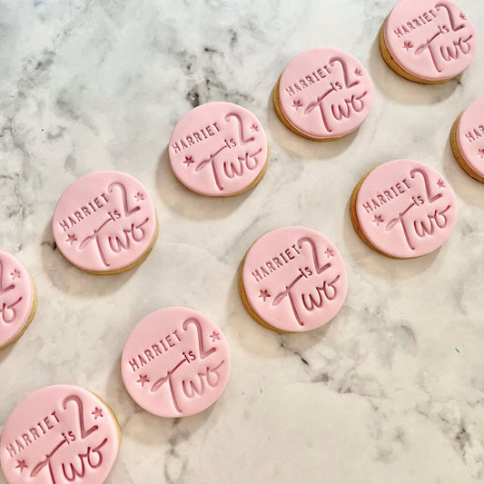 2nd Birthday Biscuits, kids biscuits, party favours, personalised