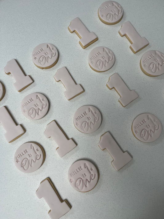 1st Birthday Biscuits, kids biscuits, one year old party favours, personalised