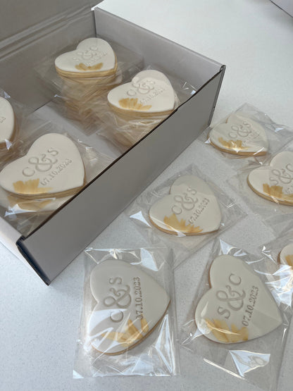 Personalised Wedding Cookies | Biscuits | Favours | Heart Shape